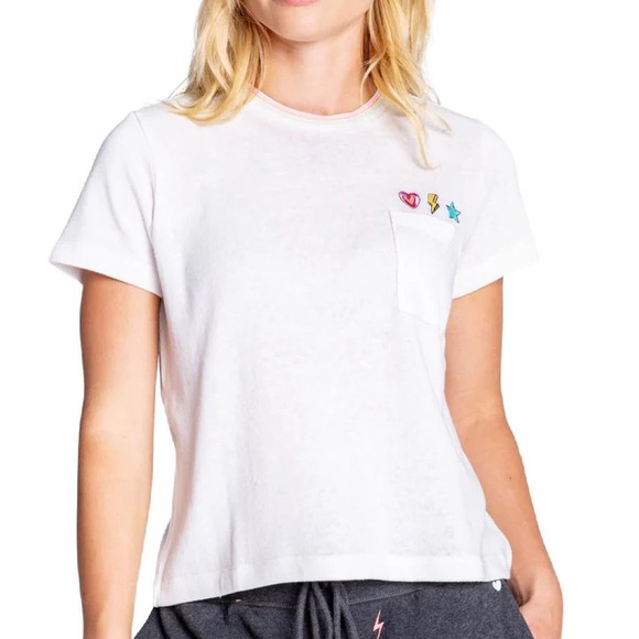 PJ Salvage Large Tee One Love Short Sleeve Embroidered T-shirt Ivory Combo NWT - Picture 3 of 7